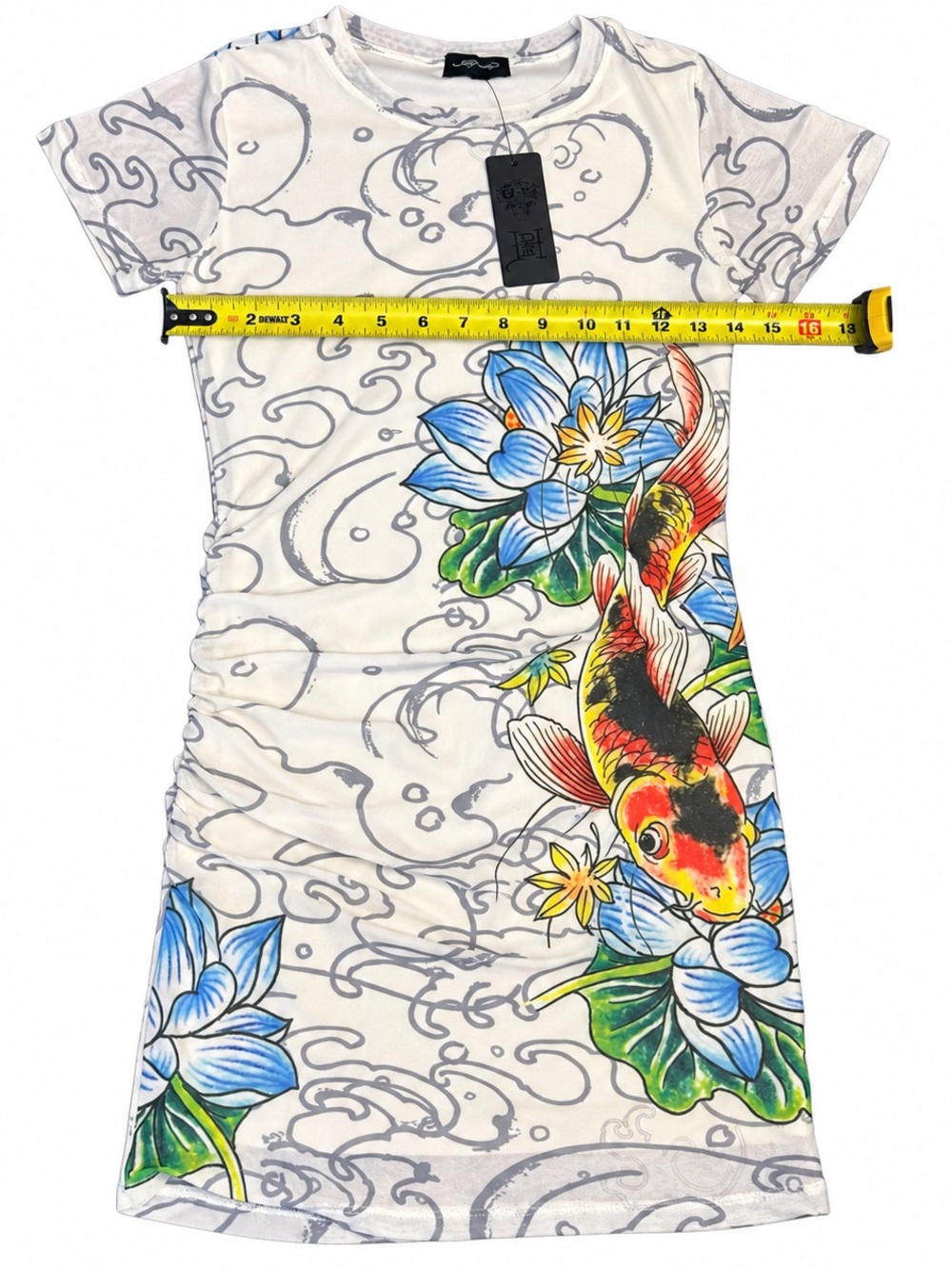 Ed Hardy Mesh Koi Print Mini Dress